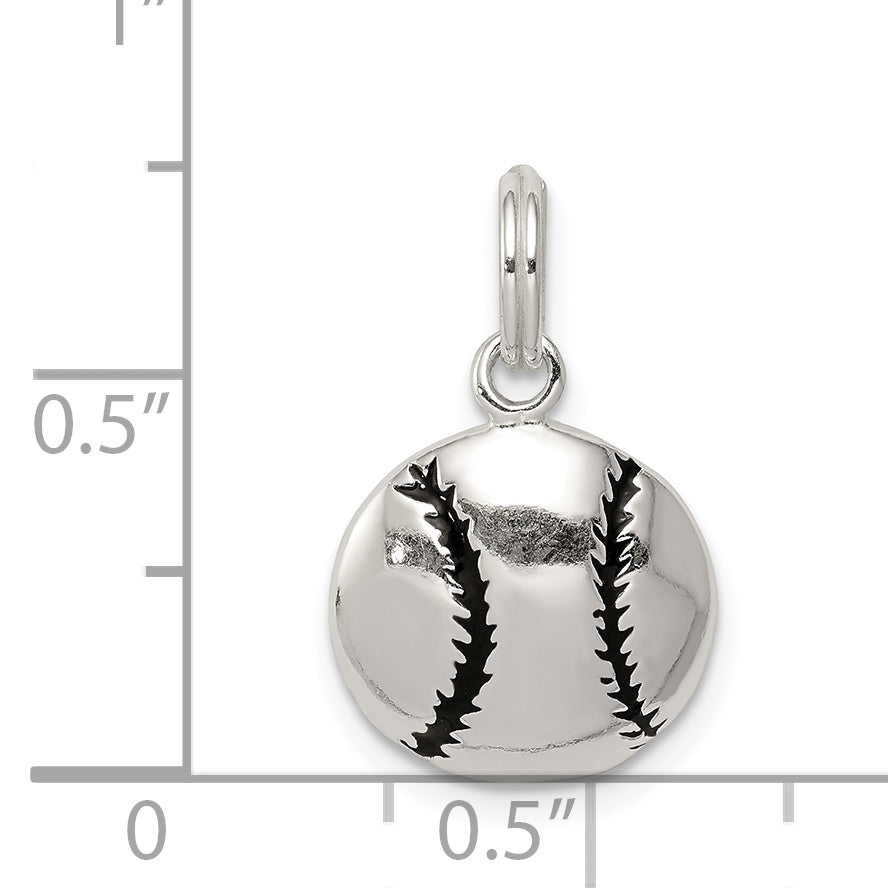 Sophia Jewelers Sterling Silver 925 Enamel Baseball Pendant with Polished Finish