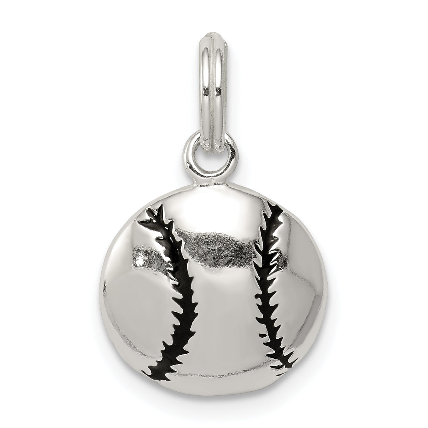 Sterling Silver Polished Enamel Baseball Pendant Main image