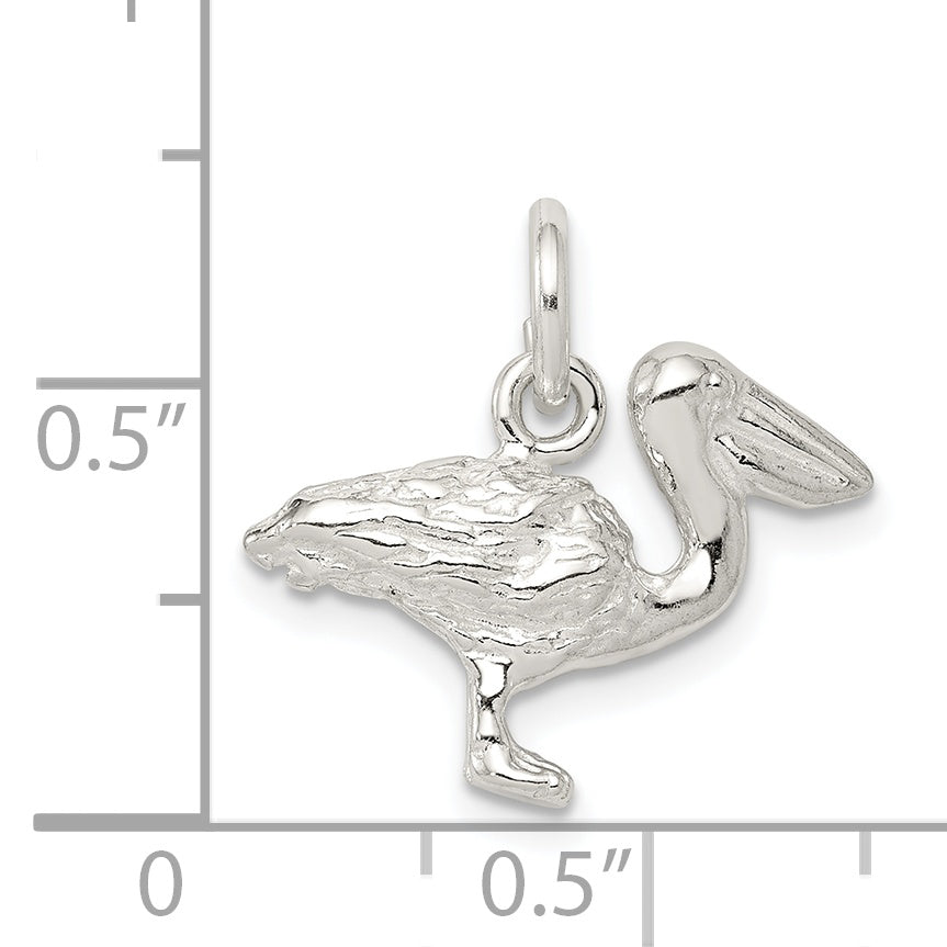 Sterling Silver 925 Pelican Charm Solid Crafted Pendant