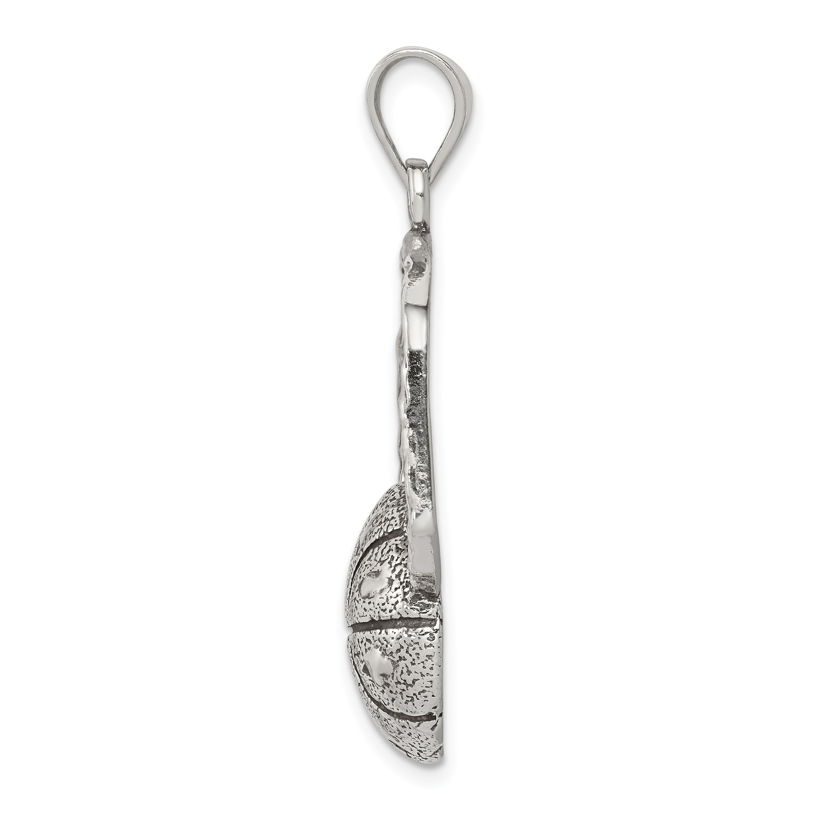 Sophia Jewelers Sterling Silver Antiqued Basketball Pendant for Men