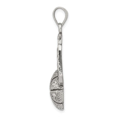 Sophia Jewelers Sterling Silver Antiqued Basketball Pendant for Men