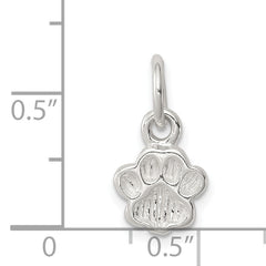 Sterling Silver 925 Paw Print Charm with Polished Textured Elegance