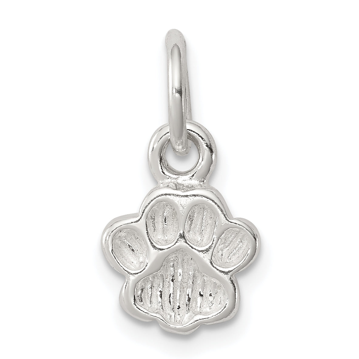 Sterling Silver Polished and Textured Paw Print Charm Main image
