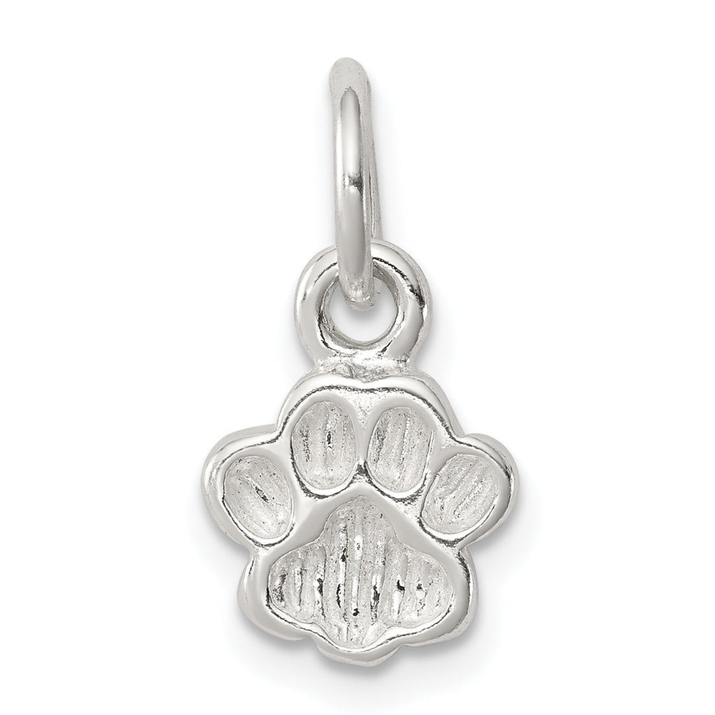 Sterling Silver Polished and Textured Paw Print Charm