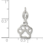 Sterling Silver 925 Paw Print Charm with Polished Anti-Tarnish Finish