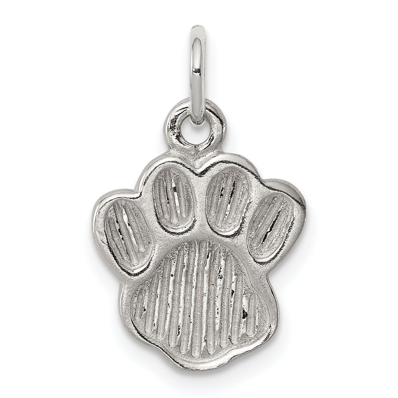 Sterling Silver Polished and Textured Paw Print Charm Main image