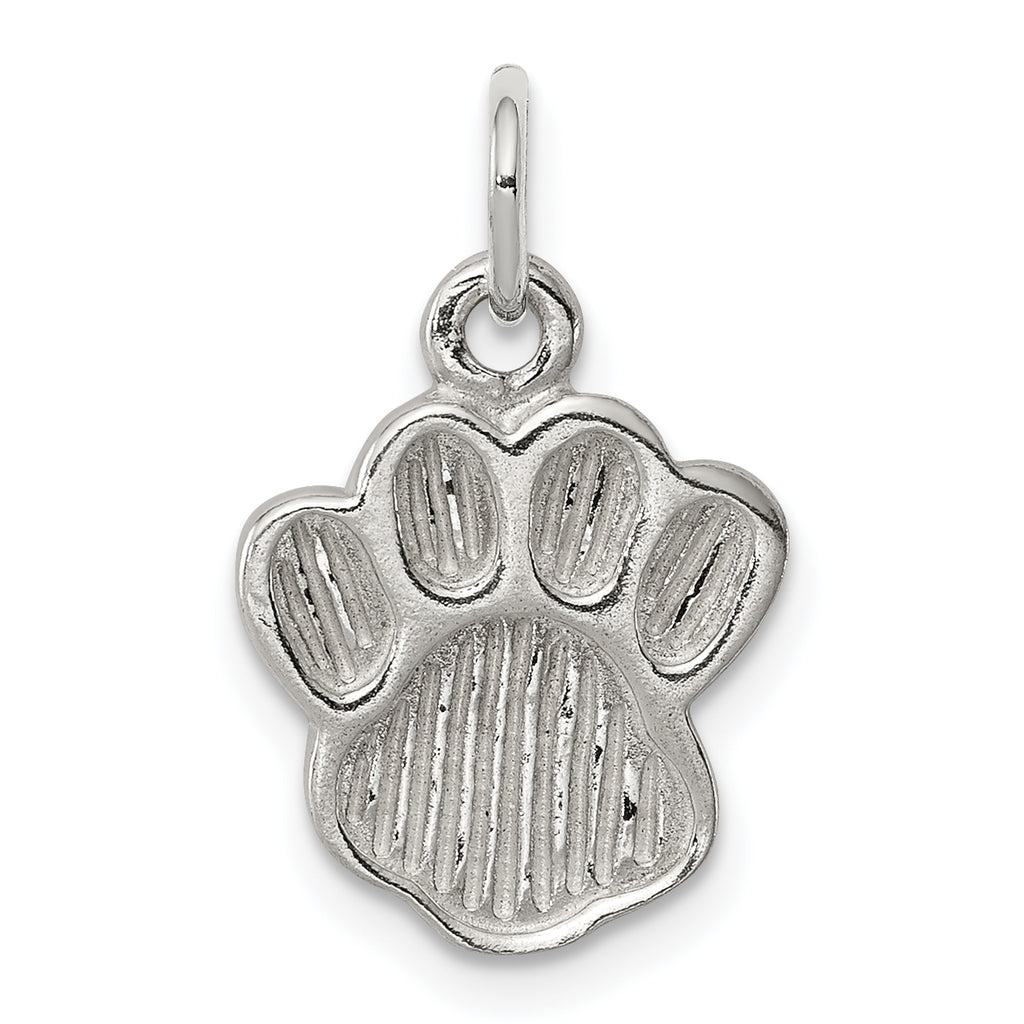 Sterling Silver Polished and Textured Paw Print Charm