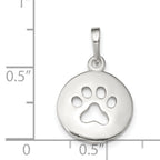Sterling Silver 925 Paw Print Pendant with Polished Anti-Tarnish Finish