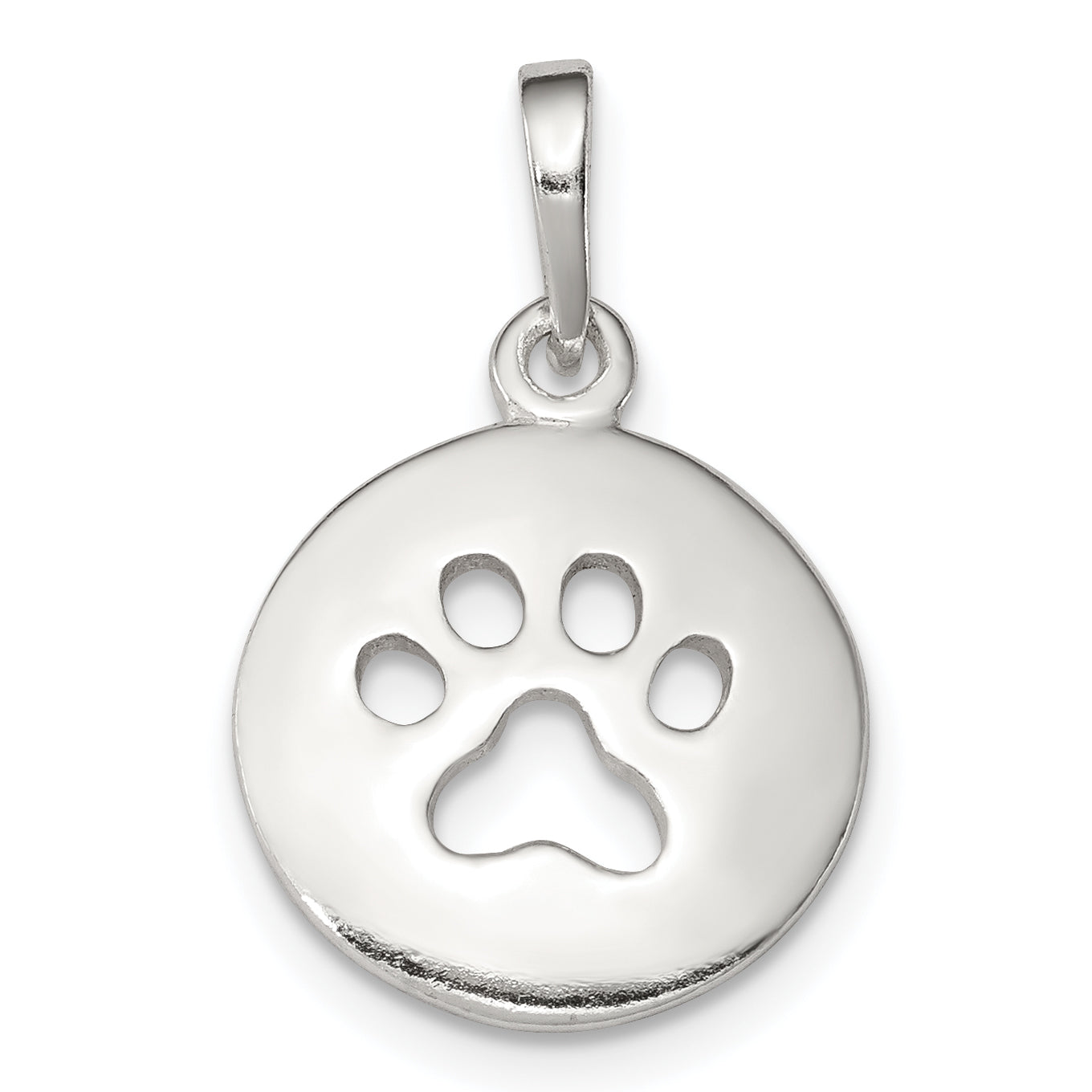 Sterling Silver Polished Paw Print Pendant Main image