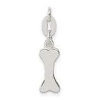 Sterling Silver 925 Polished Dog Bone Charm with Anti-Tarnish Finish