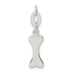 Sterling Silver 925 Polished Dog Bone Charm with Anti-Tarnish Finish
