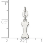 Sterling Silver 925 Polished Dog Bone Charm with Anti-Tarnish Finish