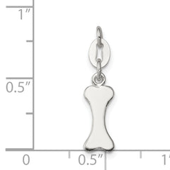 Sterling Silver 925 Polished Dog Bone Charm with Anti-Tarnish Finish