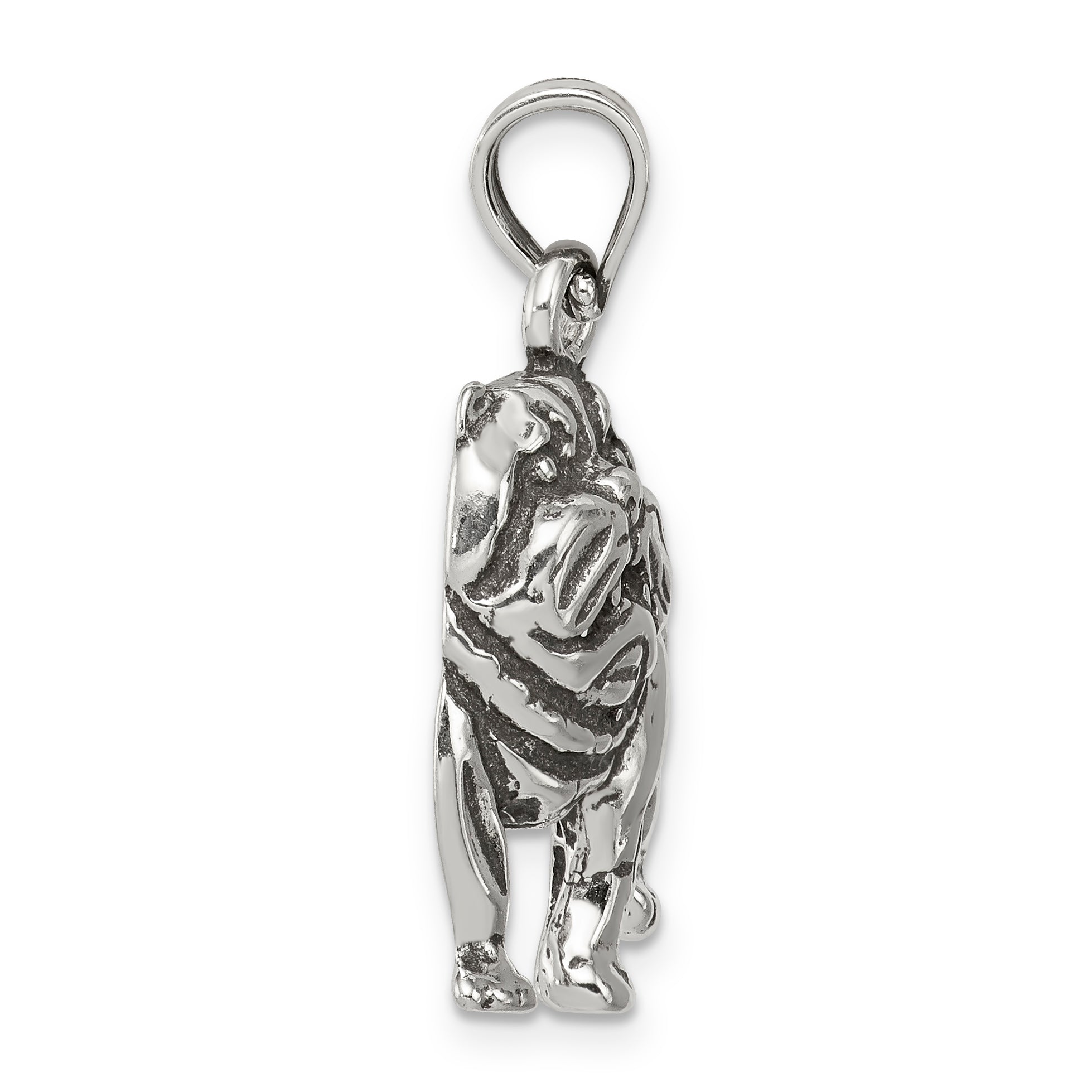 Sterling Silver Antiqued Bulldog Pendant Secondary image
