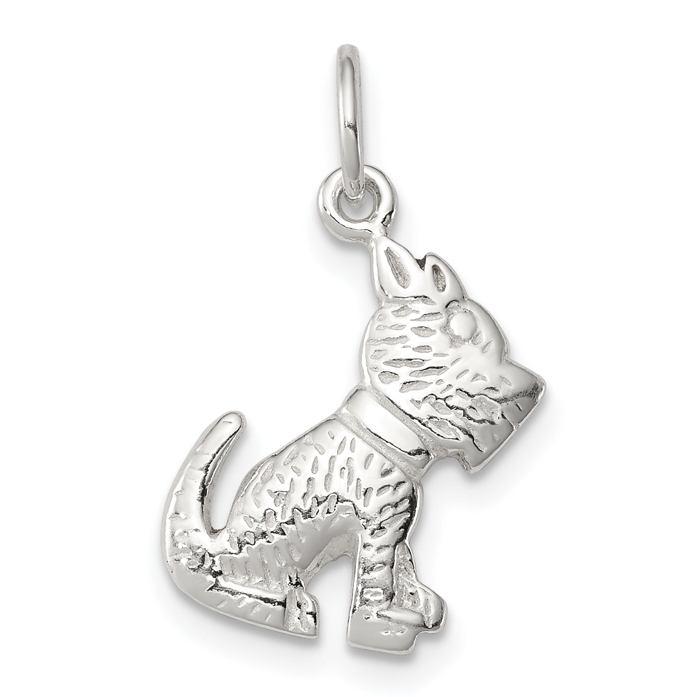 Sterling Silver Polished and Textured Dog Pendant Main image