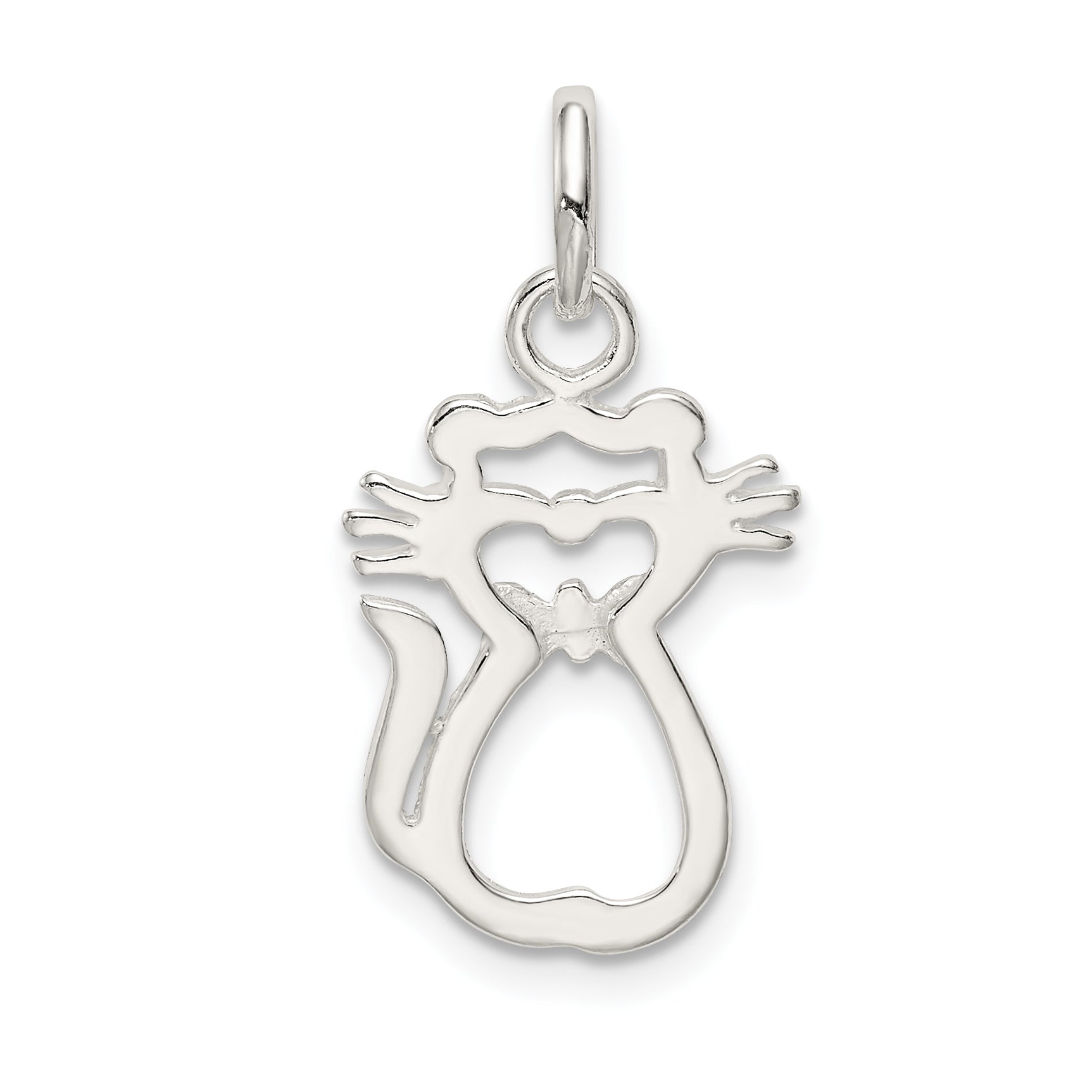 Sterling Silver 925 Cat Charm with Polished Anti-Tarnish Finish