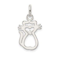 Sterling Silver 925 Cat Charm with Polished Anti-Tarnish Finish