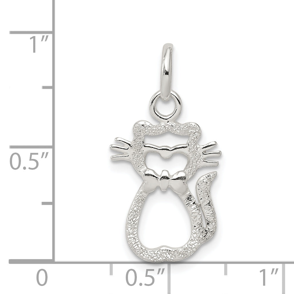 Sterling Silver 925 Cat Charm with Polished Anti-Tarnish Finish