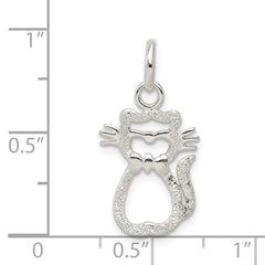 Sterling Silver 925 Cat Charm with Polished Anti-Tarnish Finish