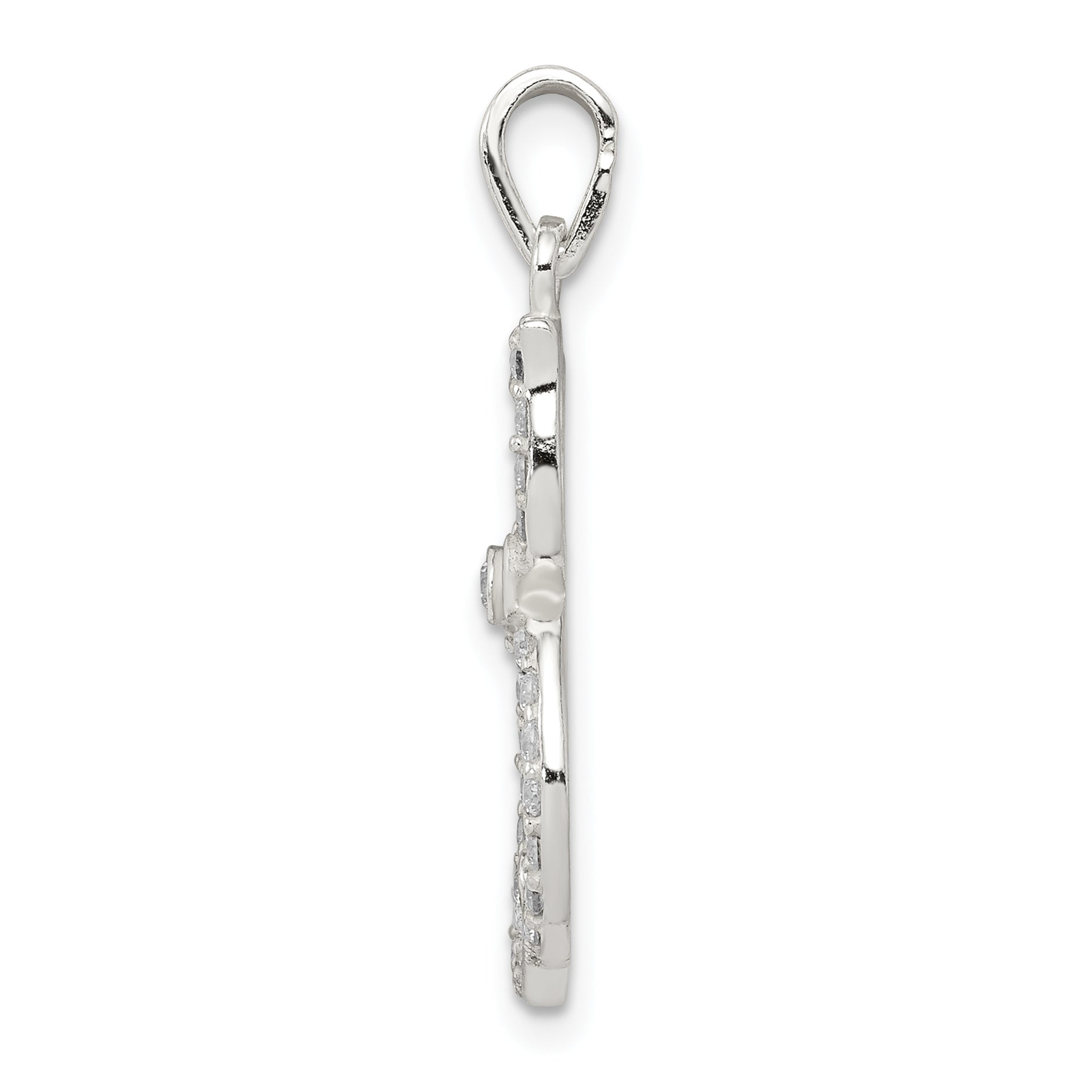 Sophia Jewelers Sterling Silver CZ Cat Pendant with Polished Finish Secondary image
