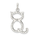 Sophia Jewelers Sterling Silver CZ Cat Pendant with Polished Finish