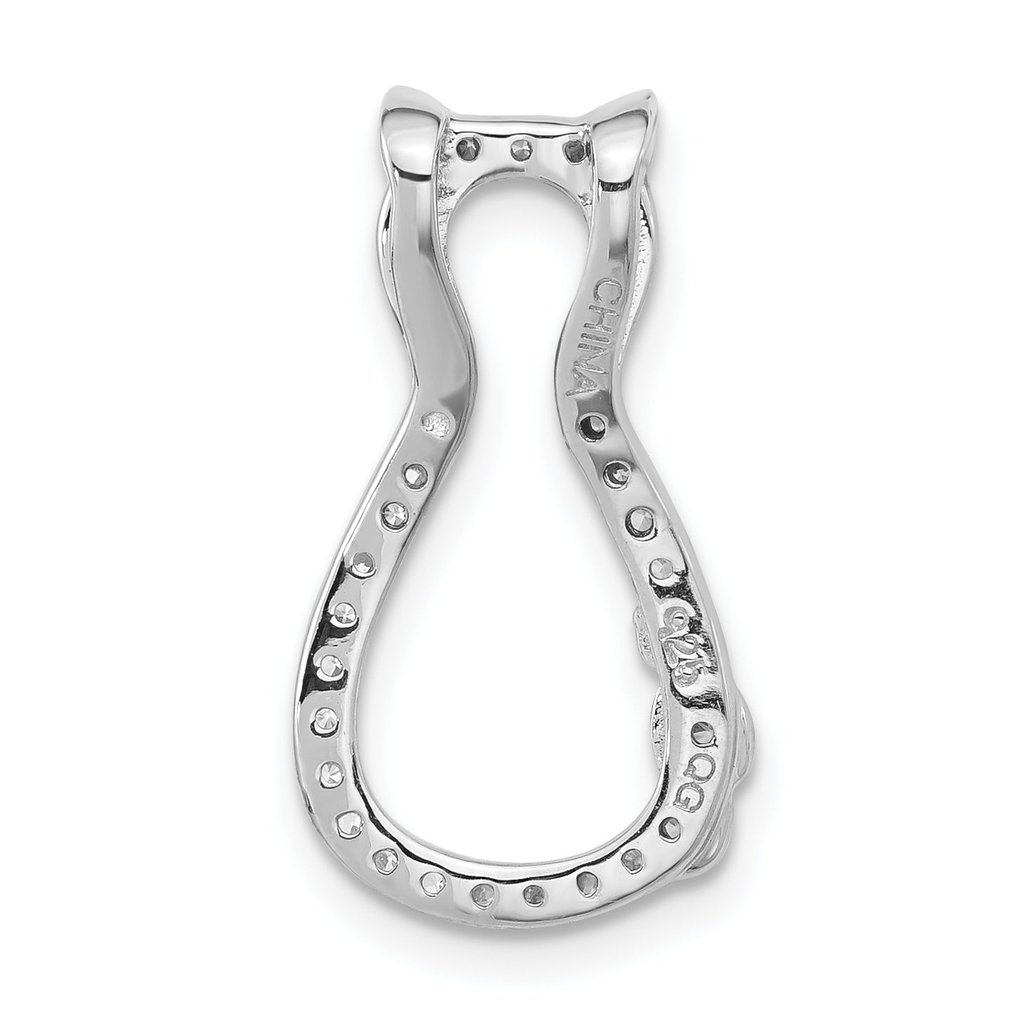 Sophia Jewelers Sterling Silver CZ Cat Pendant with Polished Finish
