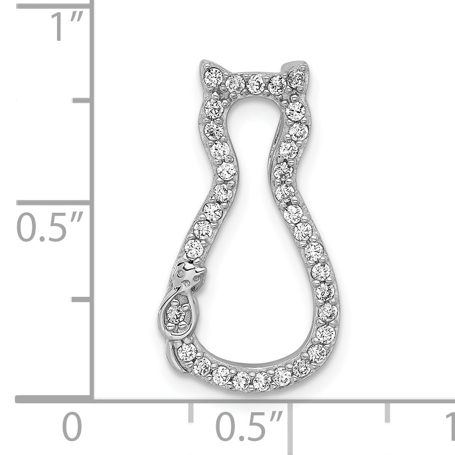 Sophia Jewelers Sterling Silver CZ Cat Pendant with Polished Finish
