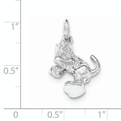 Sterling Silver 925 Cat Pendant with Polished Playful Design