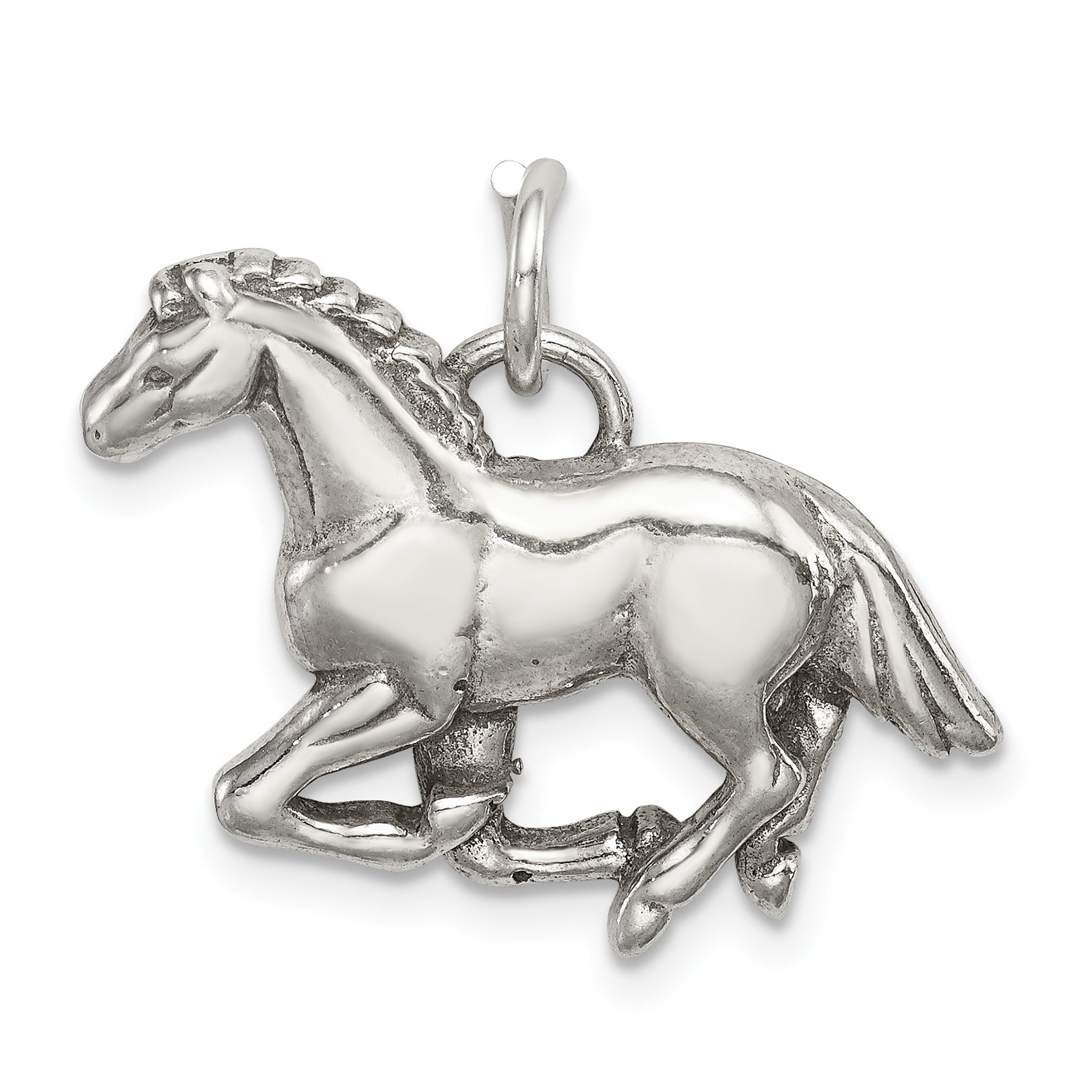 Sterling Silver Antiqued & Textured Horse Pendant Main image