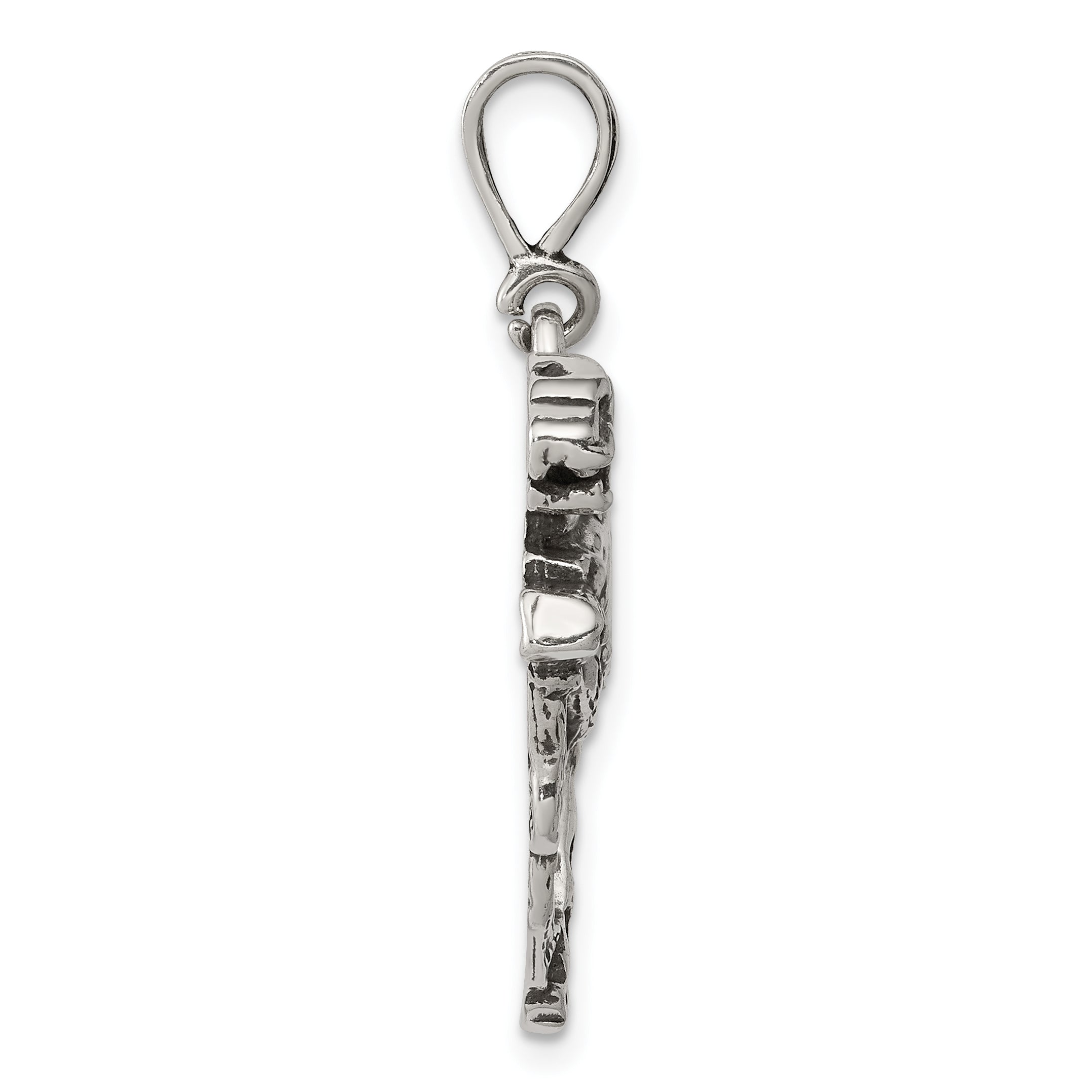 Sterling Silver 925 Men's Leopard Pendant with Antiqued Finish