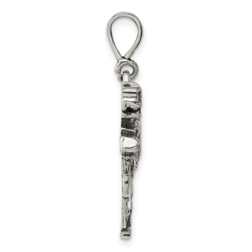 Sterling Silver 925 Men's Leopard Pendant with Antiqued Finish