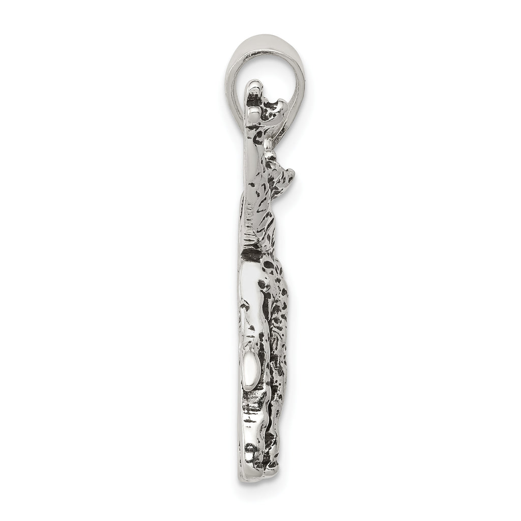 Sterling Silver 925 Antiqued Giraffes Pendant Elegant Vintage Style