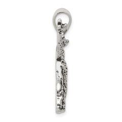 Sterling Silver 925 Antiqued Giraffes Pendant Elegant Vintage Style