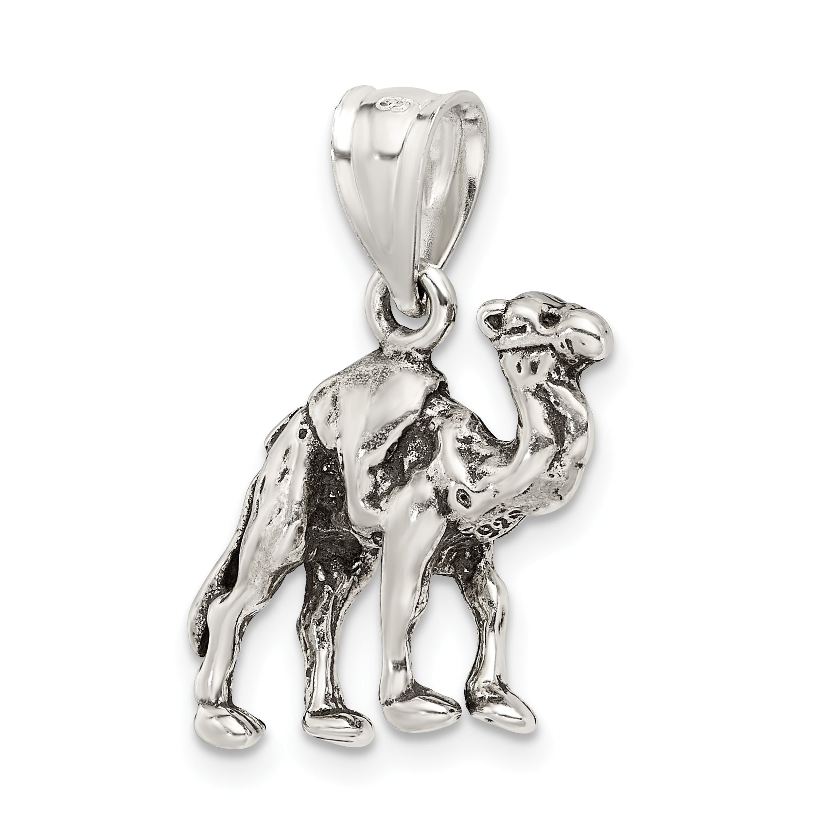 Sophia Jewelers Sterling Silver 3D Reversible Camel Pendant Antiqued Charm
