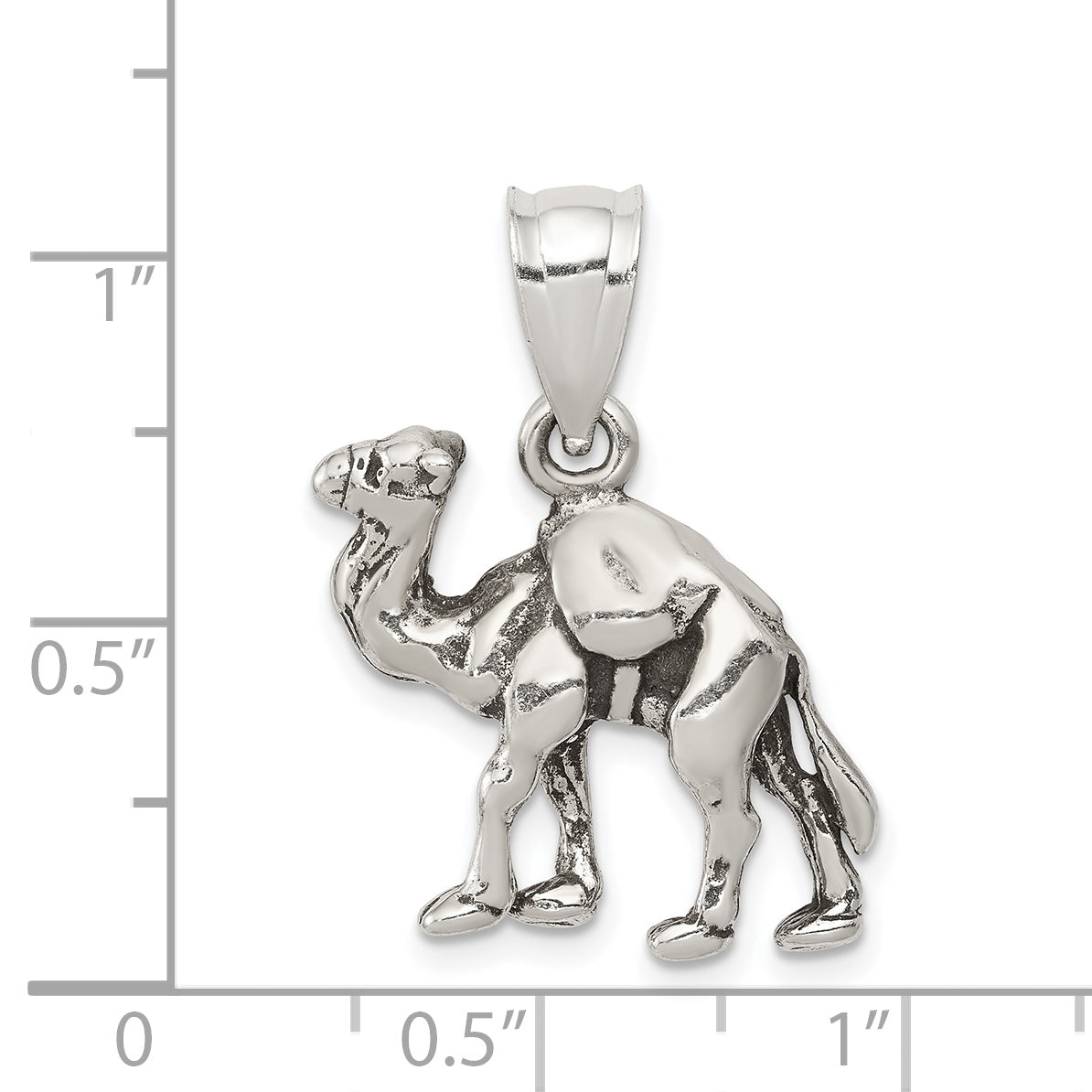 Sophia Jewelers Sterling Silver 3D Reversible Camel Pendant Antiqued Charm