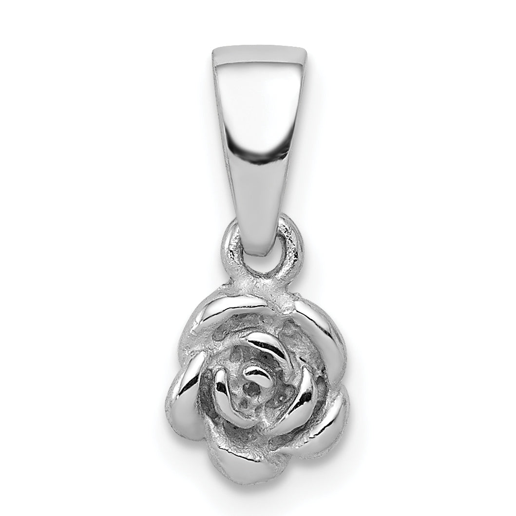 Sterling Silver Rhodium-plated Childrens Textured Rose Pendant Main image