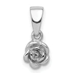 Sterling Silver Rhodium-plated Childrens Textured Rose Pendant