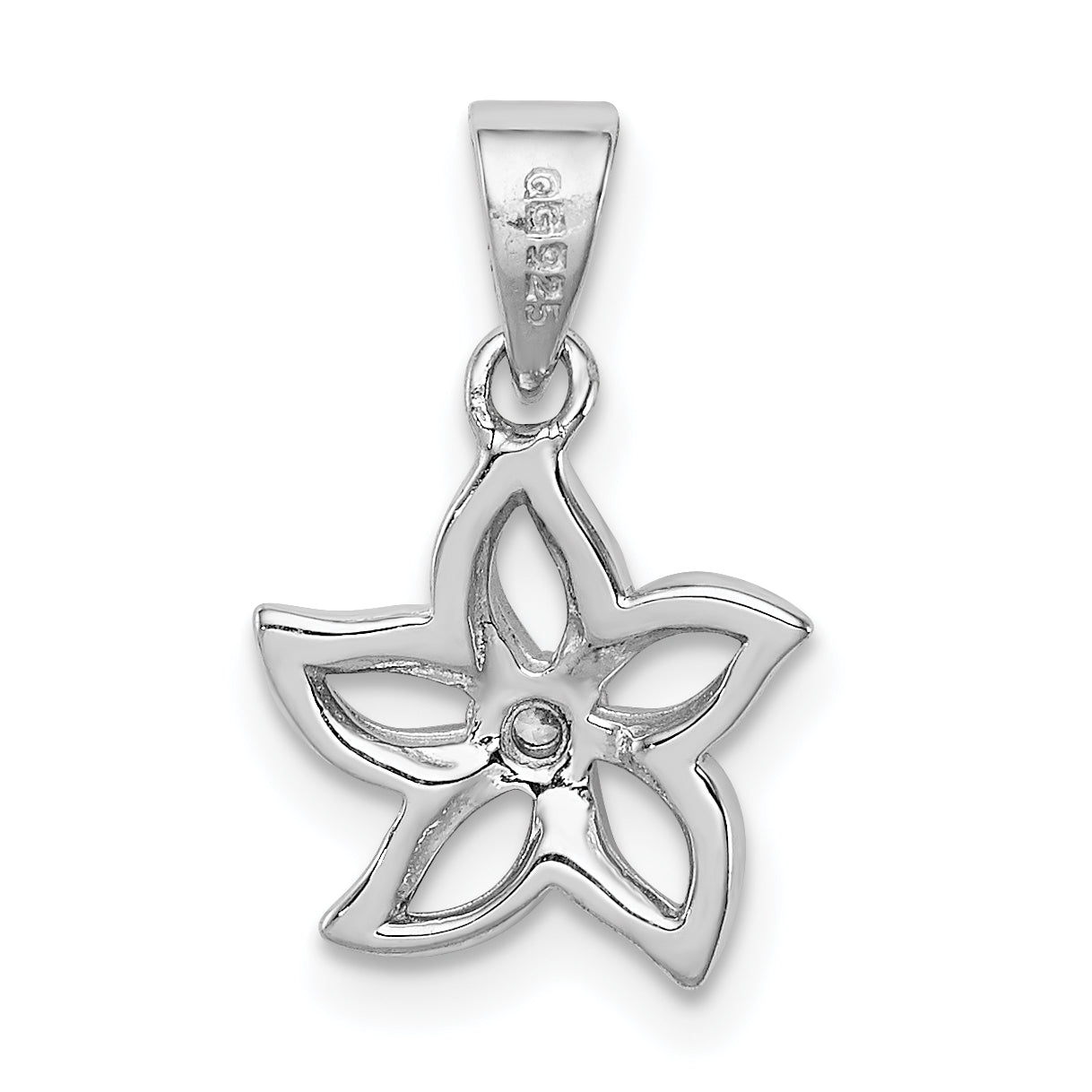 Sophia Jewelers Sterling Silver CZ Flower Pendant Rhodium-Plated Elegance