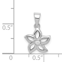 Sophia Jewelers Sterling Silver CZ Flower Pendant Rhodium-Plated Elegance