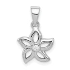 Sterling Silver Rhodium-plated Flower with CZ Pendant