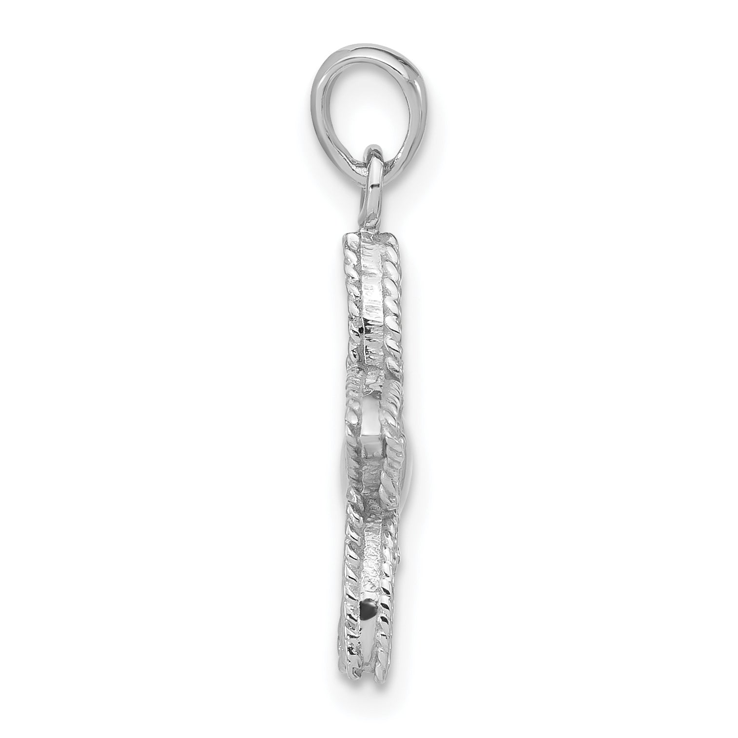 Sterling Silver 925 Flower Pendant Reversible Unisex Beaded Finish