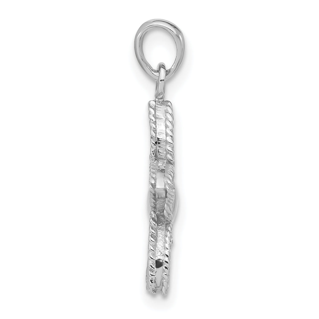 Sterling Silver 925 Flower Pendant Reversible Unisex Beaded Finish