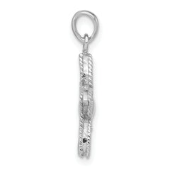 Sterling Silver 925 Flower Pendant Reversible Unisex Beaded Finish