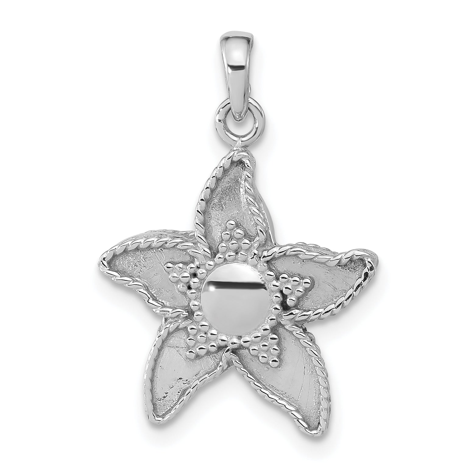 Sterling Silver Polished & Antiqued Flower Pendant Main image