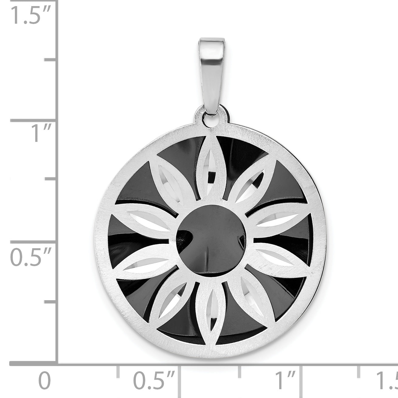 Sterling Silver 925 Satin Ruthenium Flower Pendant Elegant Women's Jewelry