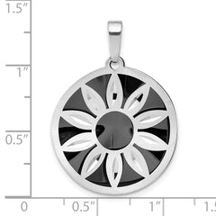 Sterling Silver 925 Satin Ruthenium Flower Pendant Elegant Women's Jewelry