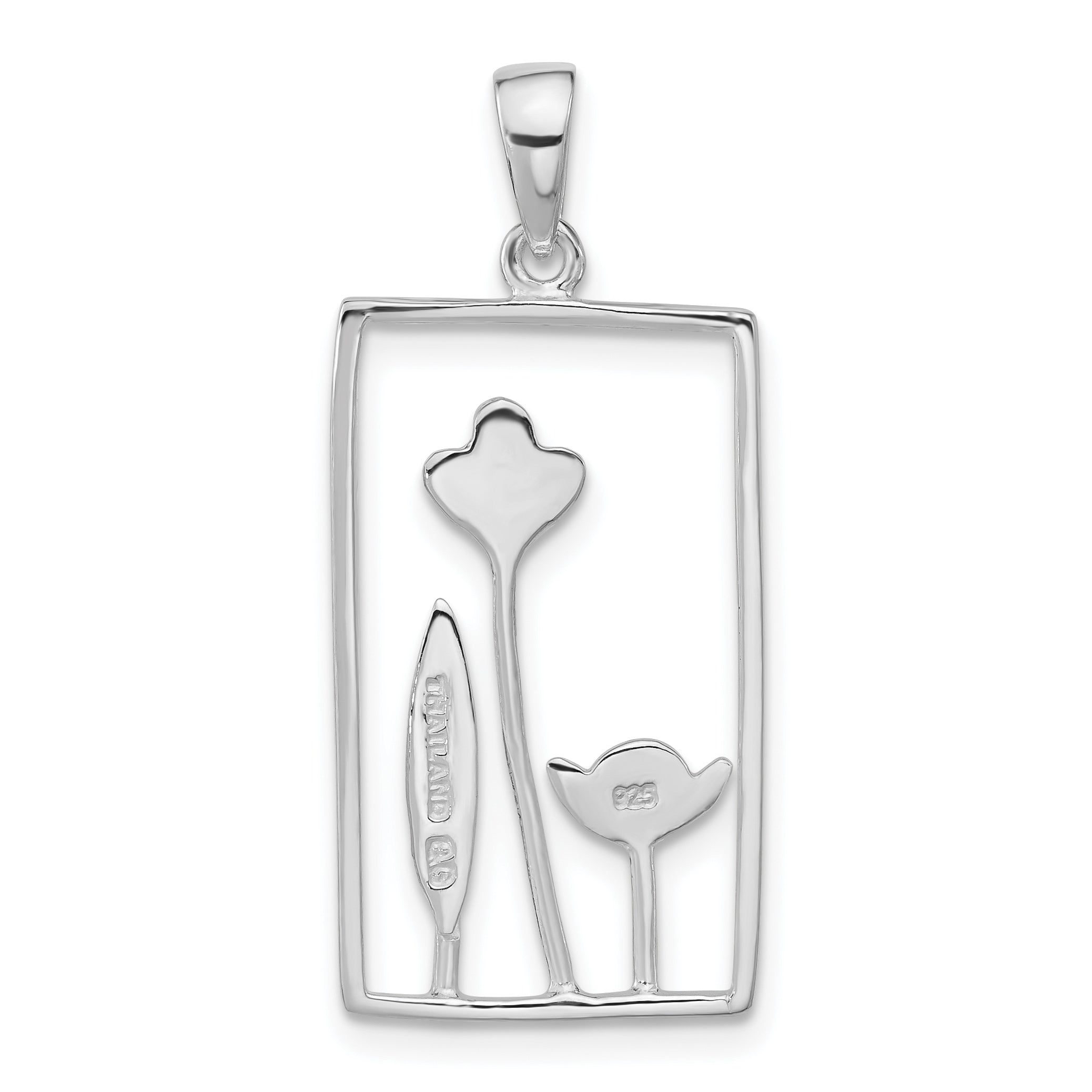 Sterling Silver 925 Polished Floral Pendant for Women