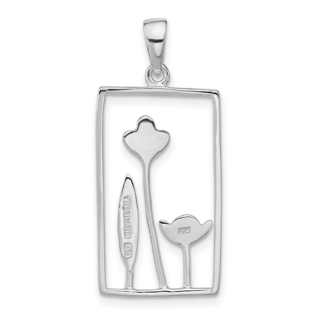 Sterling Silver 925 Polished Floral Pendant for Women