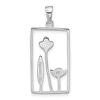 Sterling Silver 925 Polished Floral Pendant for Women