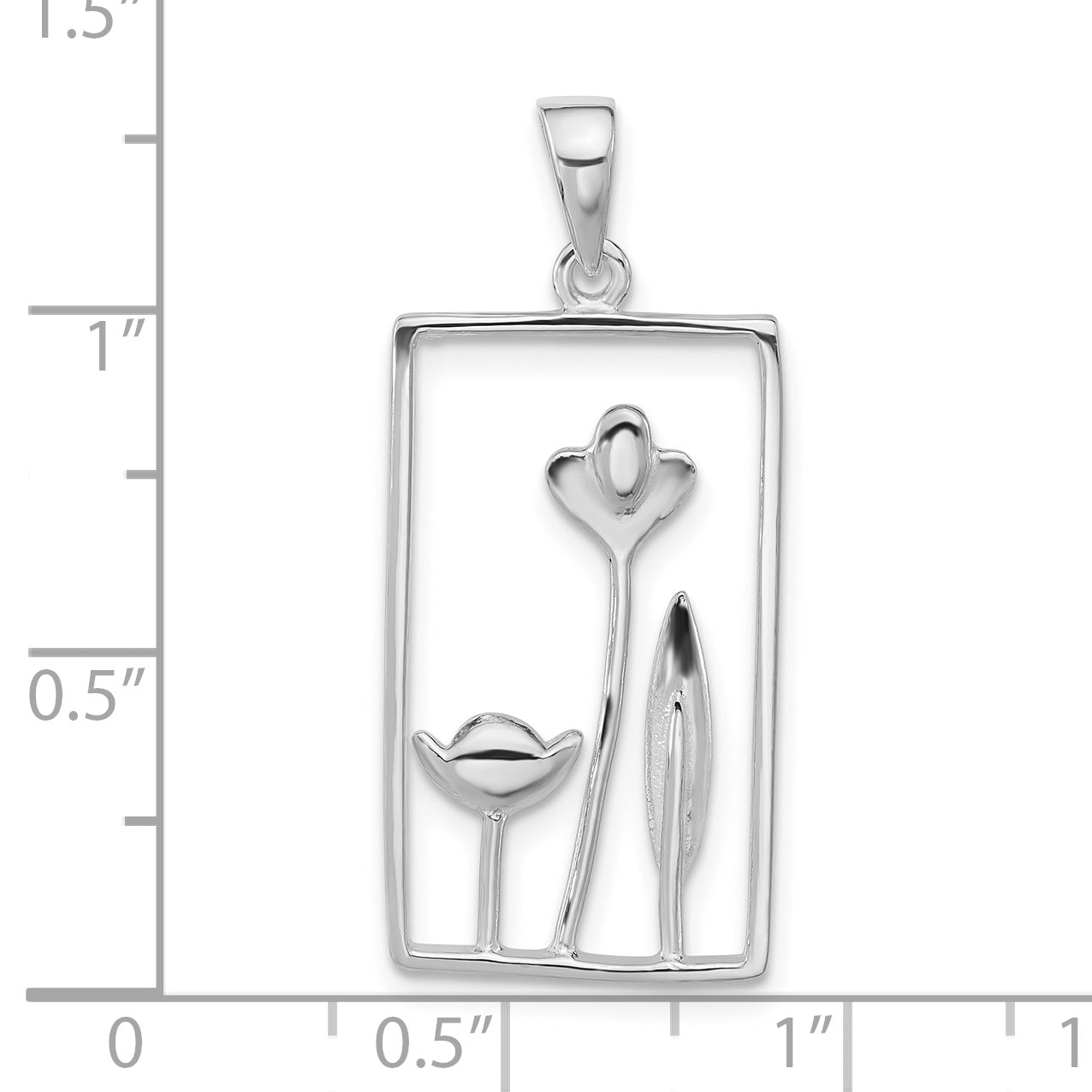 Sterling Silver 925 Polished Floral Pendant for Women